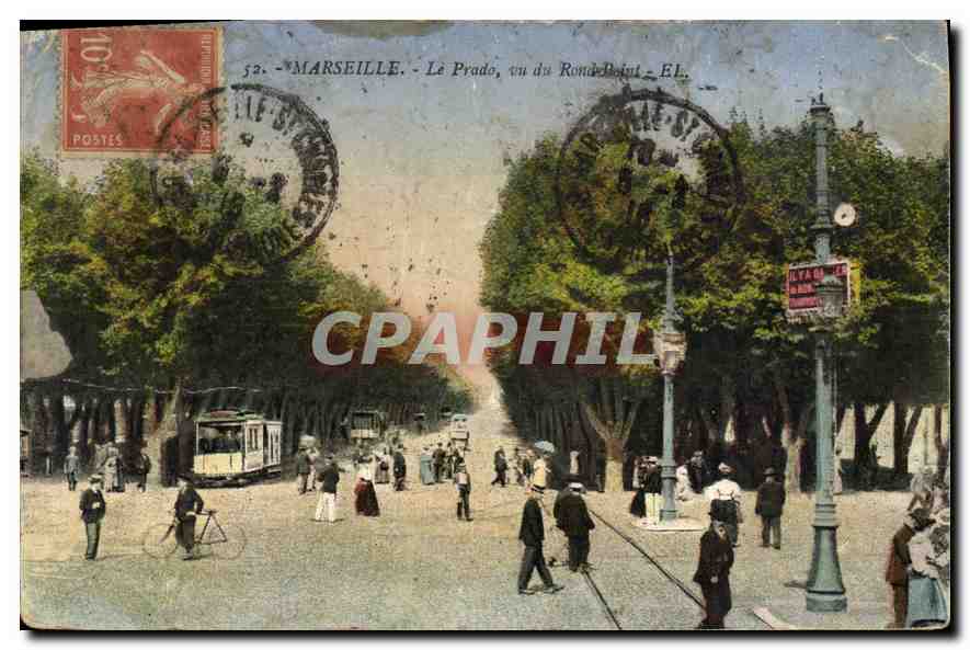 CPA Marseille Le Prado vu du Rond Point
