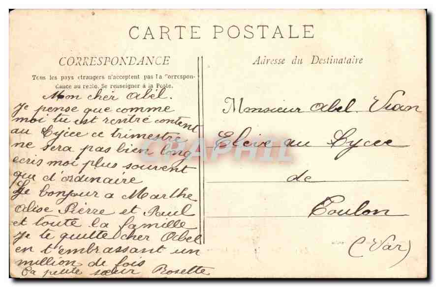 CPA Marseille Les Ascenseurs et N D de la Garde — Verso
