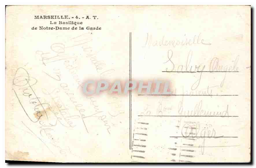 CPA Marseille La Basilique de Notre Dame de la Garde — Rückseite
