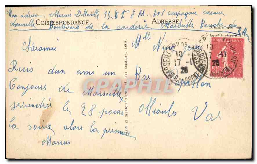 CPA Marseille Le Chateau d'If — Verso