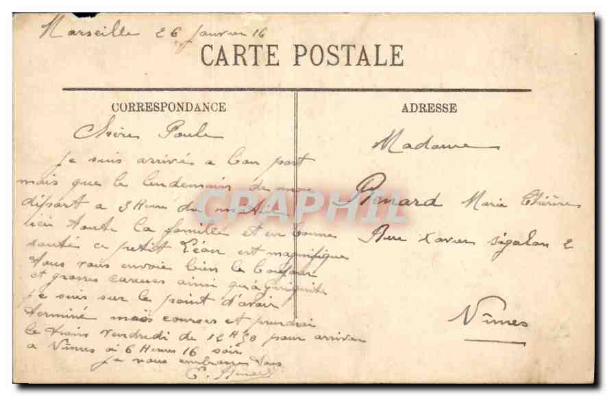CPA Marseille Le Pont Transbordeur — Verso