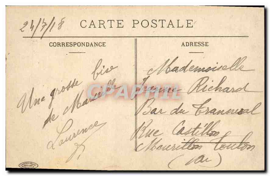 CPA Marseille Port de la Joliette — Verso