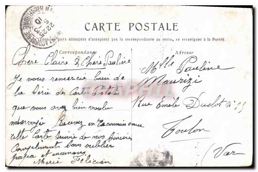 CPA Marseille Chateau d'If — Verso