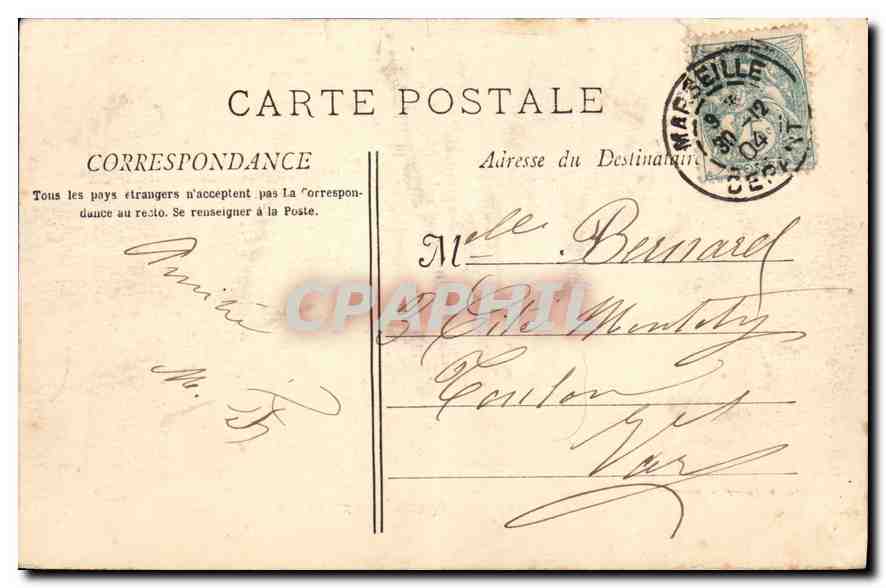 CPA Marseille La Corniche aux Catalans — Verso