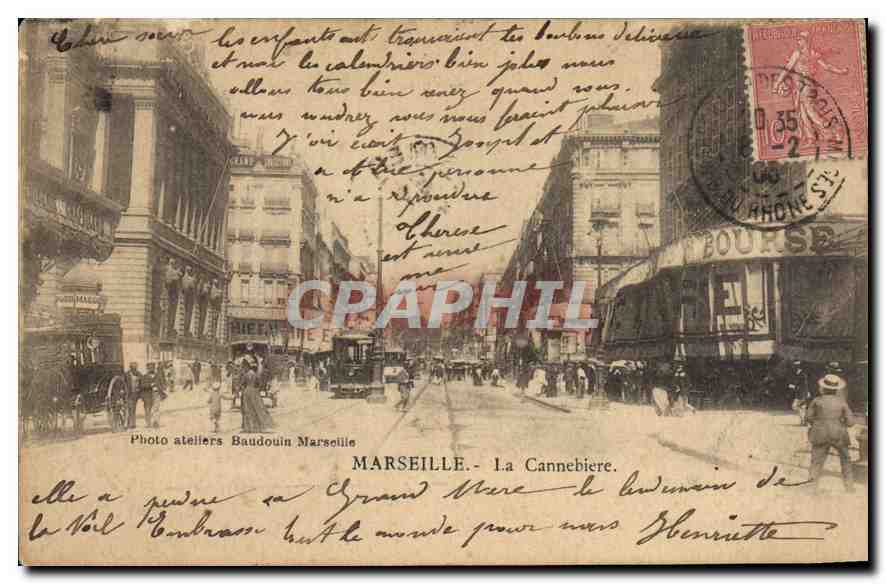 CPA Marseille La Cannebiere Tramway