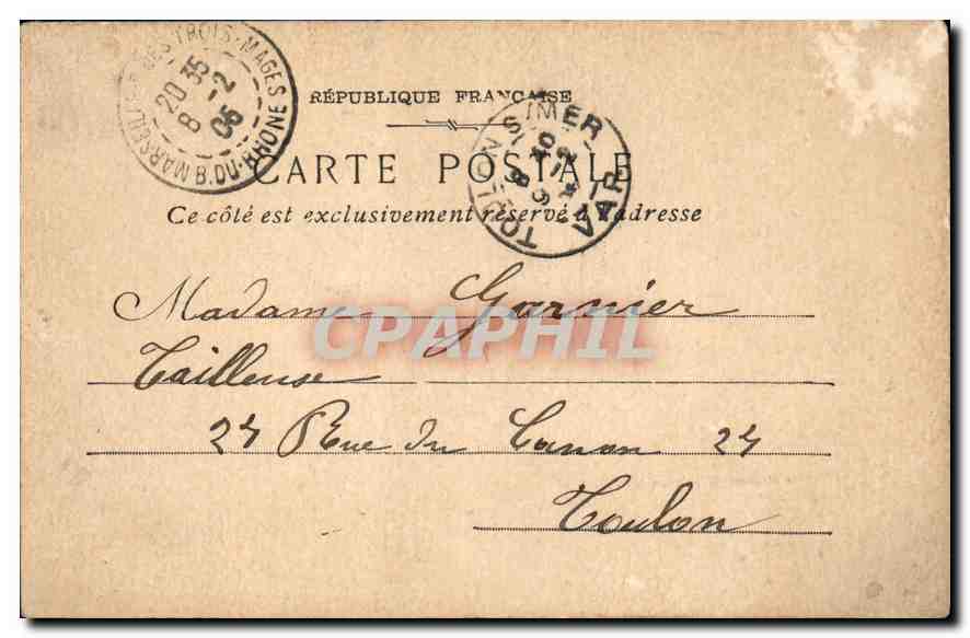 CPA Marseille La Cannebiere Tramway — Verso