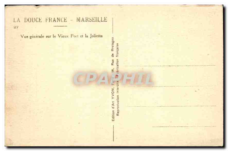 CPA Marseille Vue generale sur le Vieux Port et la Joliette — Rückseite