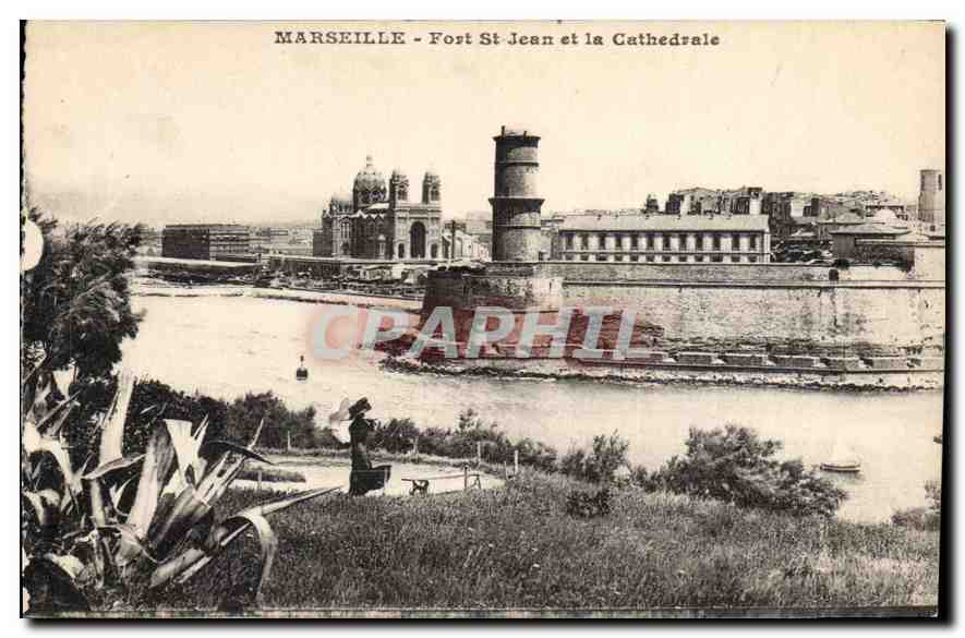 CPA Marseille Fort St Jean et la Cathedrale