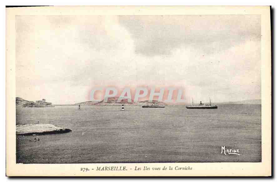 CPA Marseille Les Iles vues de la Corniche