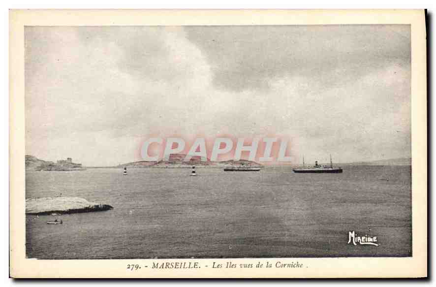 CPA Marseille Les Iles vues de la Corniche