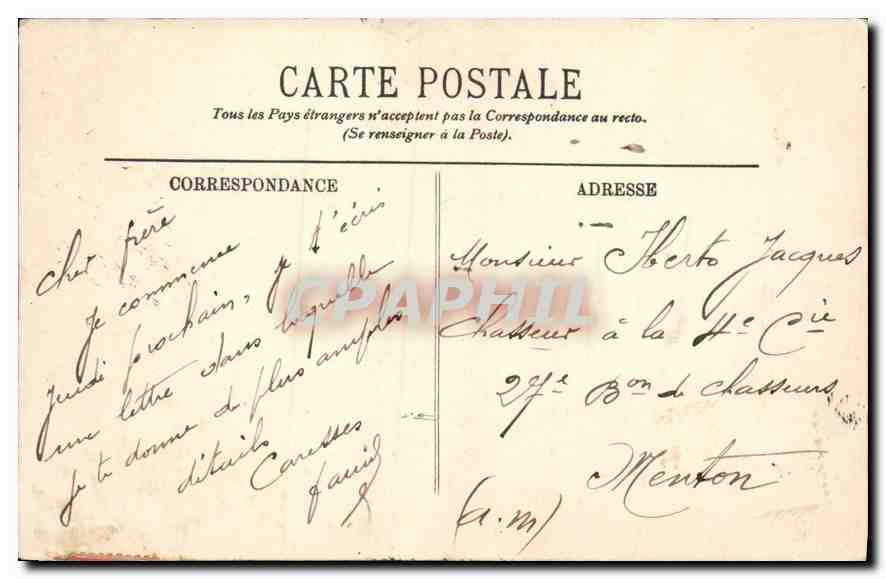 CPA Marseille L'Eglise des Reformes — Verso