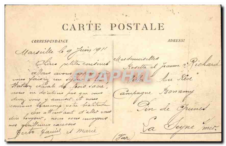 CPA Marseille Vue generale et N. D. de la Garde — Rückseite