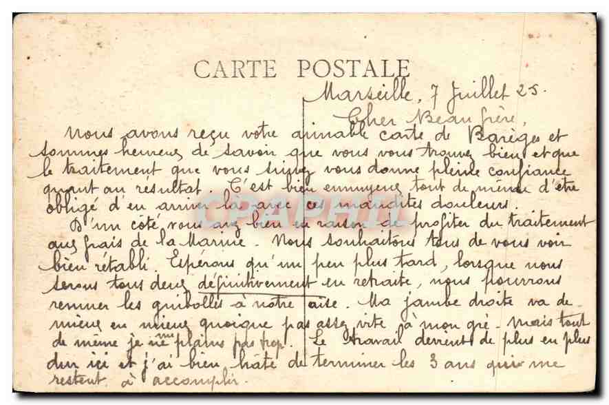 CPA Marseille Cours Belsunce Tramway — Verso