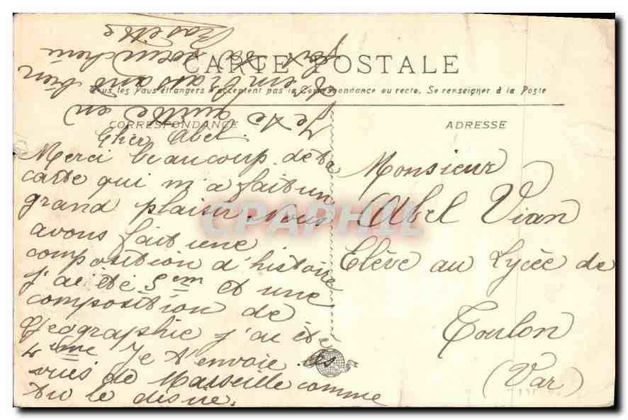 CPA Marseille Palace Hotel — Verso