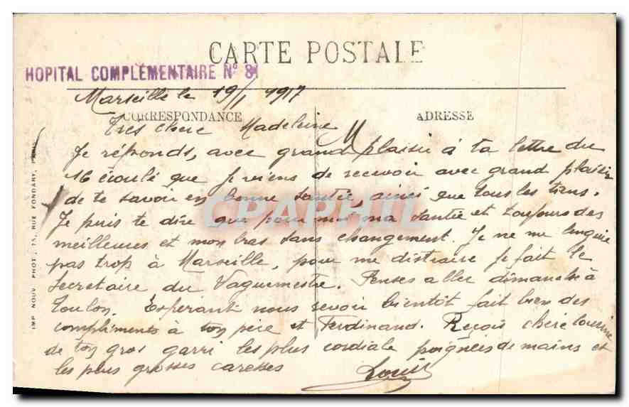 CPA Marseille Notre Dame de la Garde — Rückseite