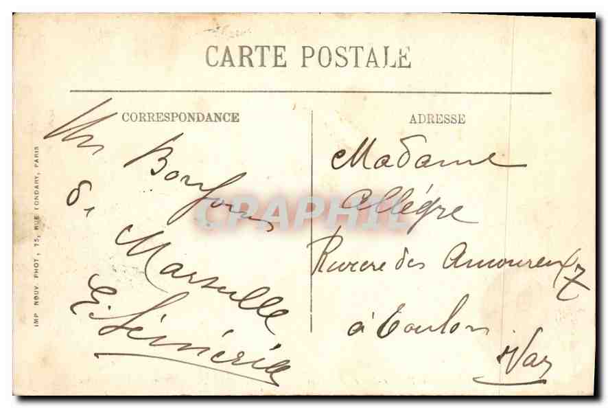CPA Marseille Le Palace Hotel Roubion — Verso