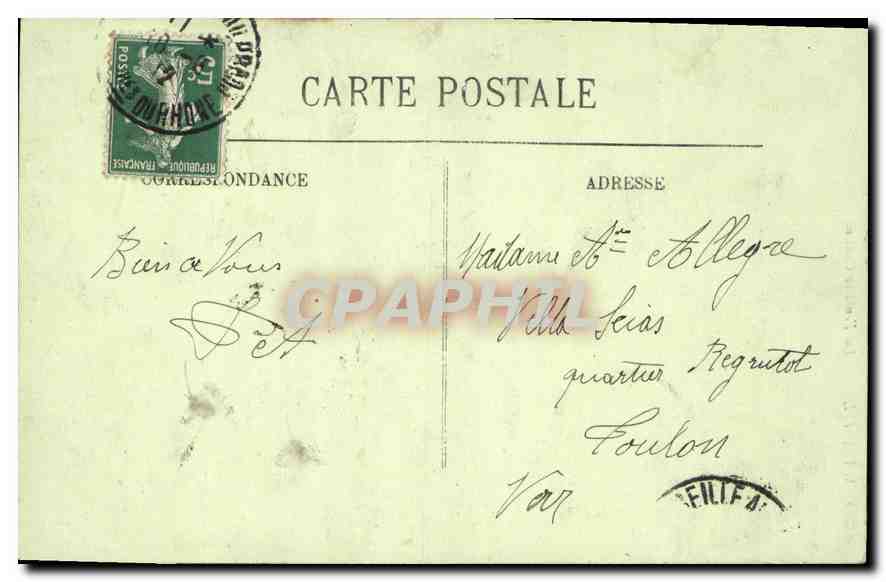 CPA Marseille La Fontaine Cantini — Rückseite