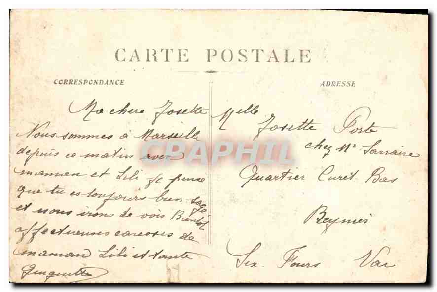 CPA Marseille La Prefecture — Rückseite
