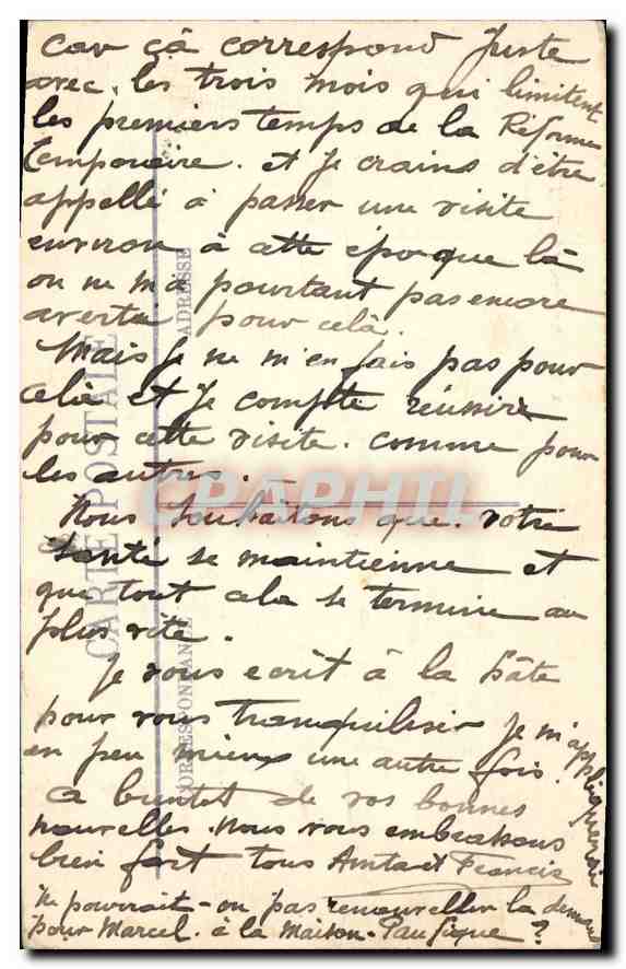 CPA Marseille Le Prophete — Verso