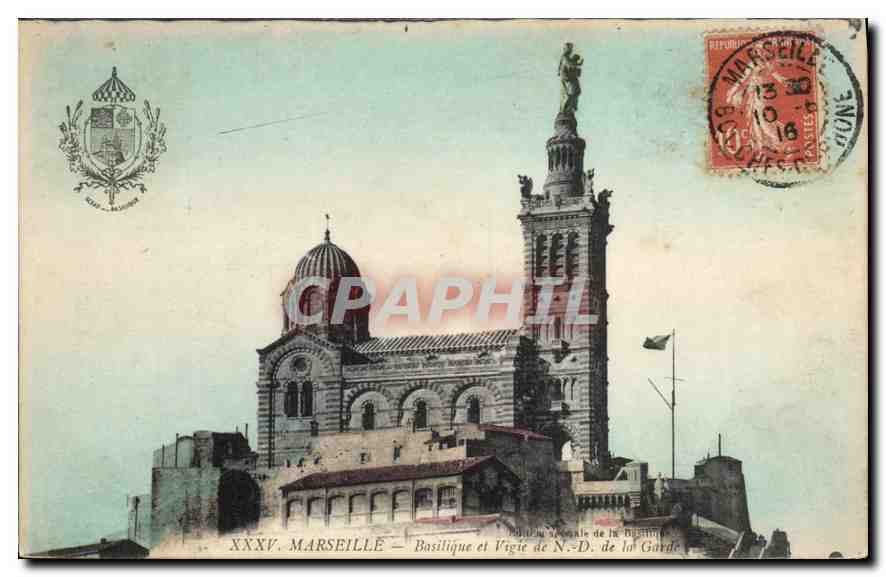 CPA Marseille Basilique et Vigie de N. D. de la Garde
