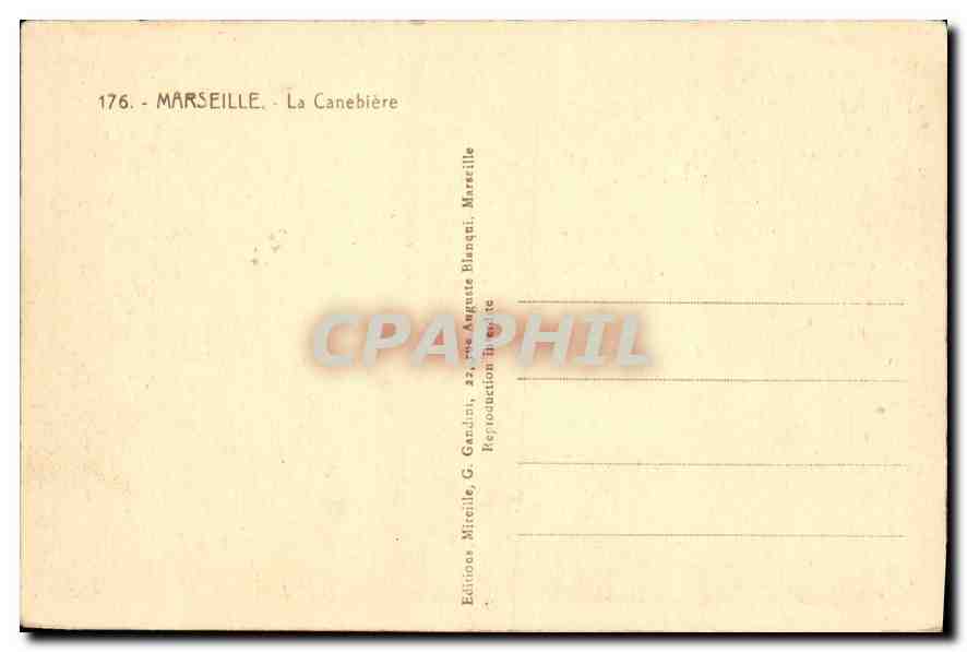 CPA Marseille La Canebiere Tramways — Verso