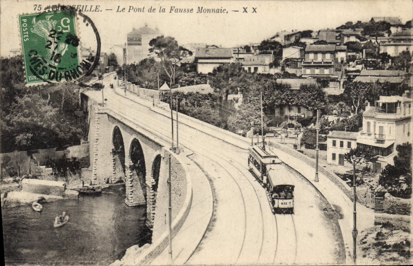 CPA Marseille Le Pont de la Fausse Monnaie Tramway