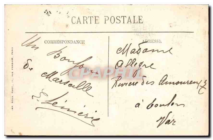 CPA Marseille Le Pont de la Fausse Monnaie Tramway — Rückseite