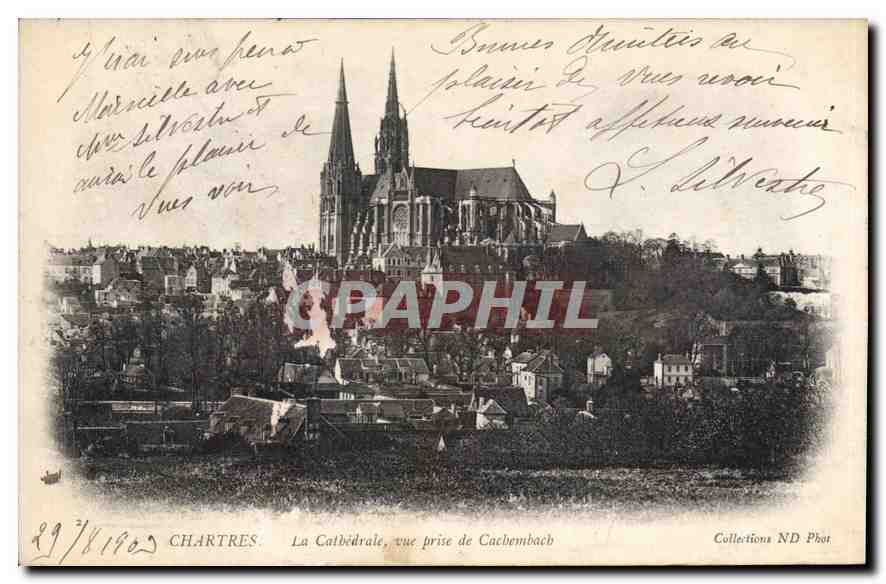 CPA Chartres La Cathedrale vue prise de Cachembach 