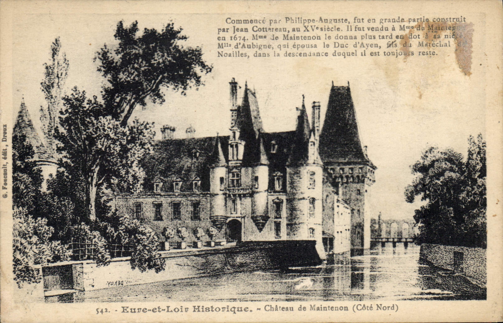 Château de Maintenon — Côté Nord — Eure-et-Loir Historique — G. Fescault, édit. Dreux