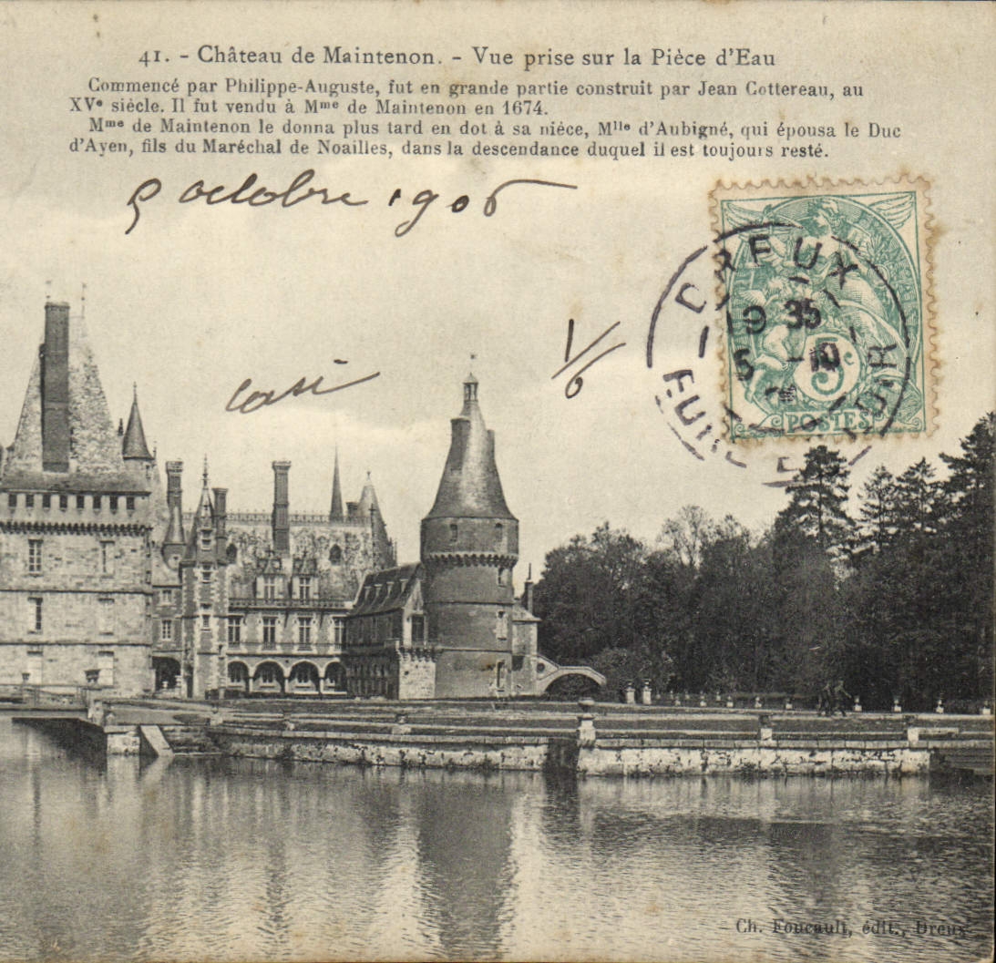 Château de Maintenon — Vue prise sur la Pièce d'Eau — Ch. Roncauli, édit., Dreux