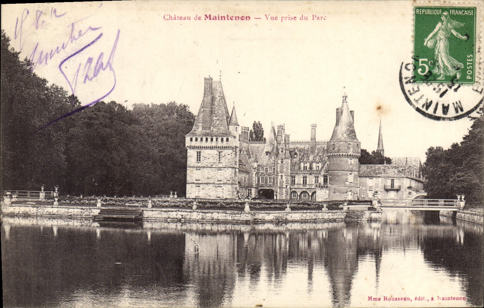 Château de Maintenon — Vue prise du Parc — Mme Rousseau, édit., à Maintenon
