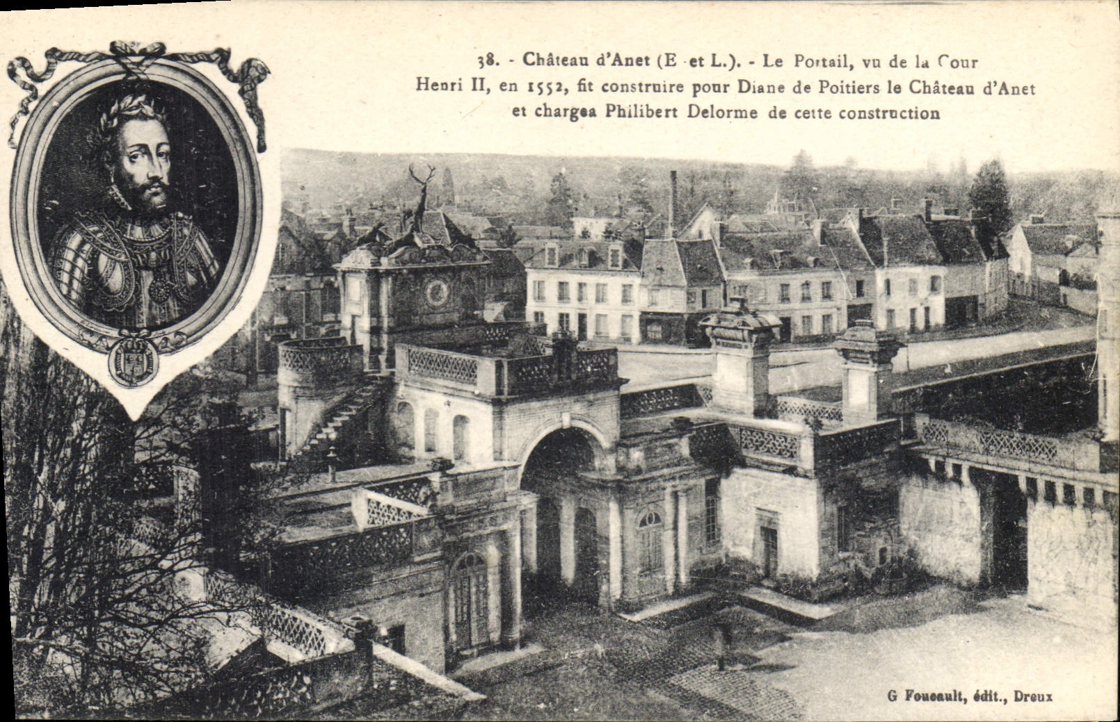 Château d'Anet (E-et L.) — Le Portail vu de la Cour — G Fouceault, édit., Dreux
