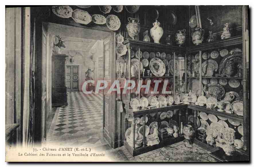 CPA Chateau d'Anet E et L Le Cabinet des Falences et le Vestibule d'Entree 