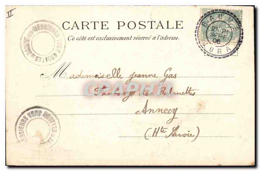 Baume (Jura) — Les Échelles — J. Lébasteur, Lons-le-Saunier — Verso