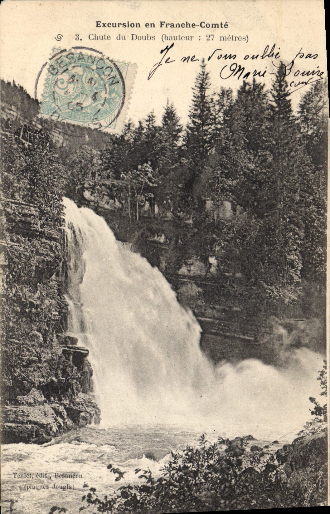 CPA Excursion en Franche Comte Chute du Doubs hauteur 27 metres 