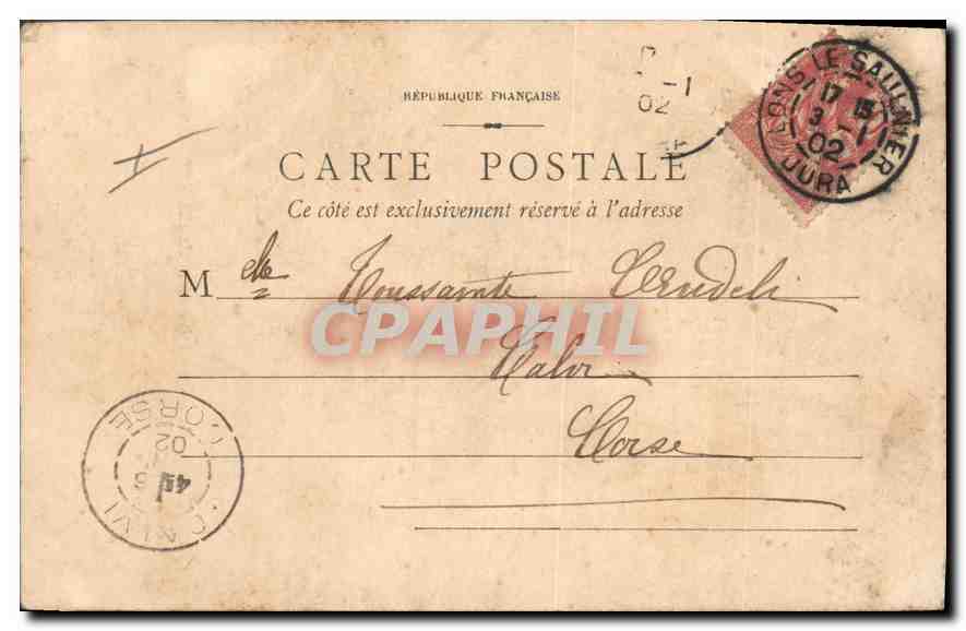 CPA Environs de Lons le Saunier Portail de l'Eglise de Baume — Reverso