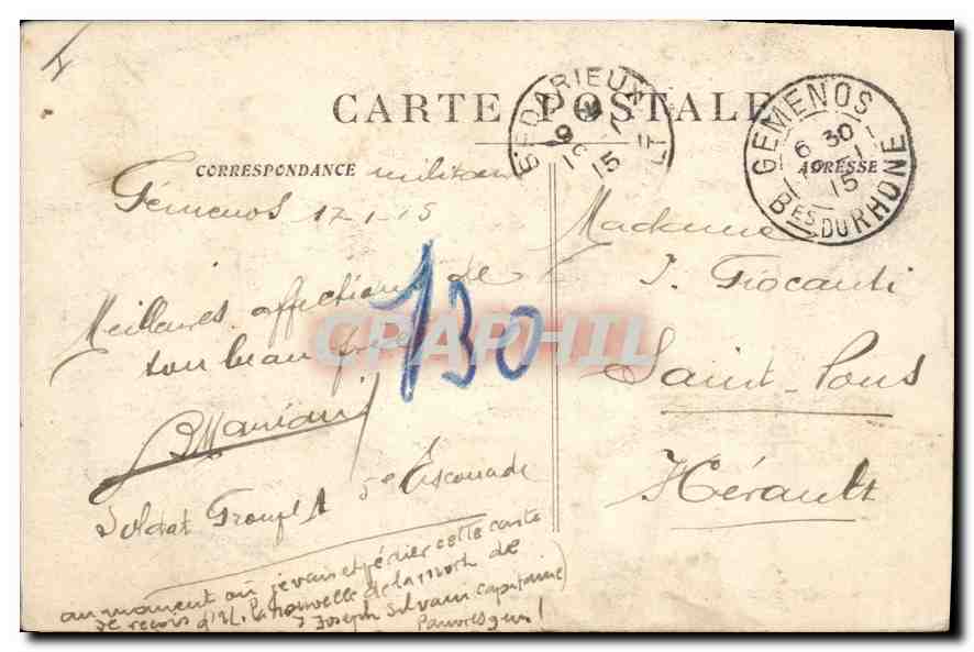 CPA Gemenos Vallee de St Pons La Source  — Verso