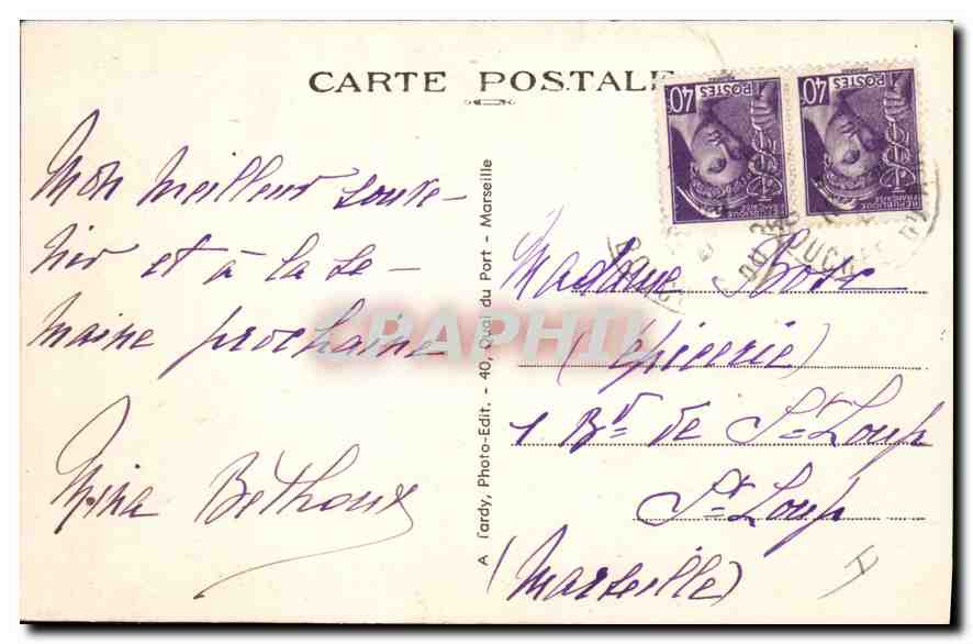 CPA Gemenos B du R La Cascade de Flore  — Verso