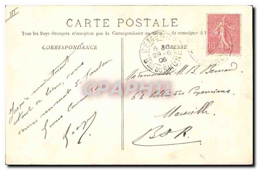 CPA Gemenos Les Tompines a St Pons  — Verso