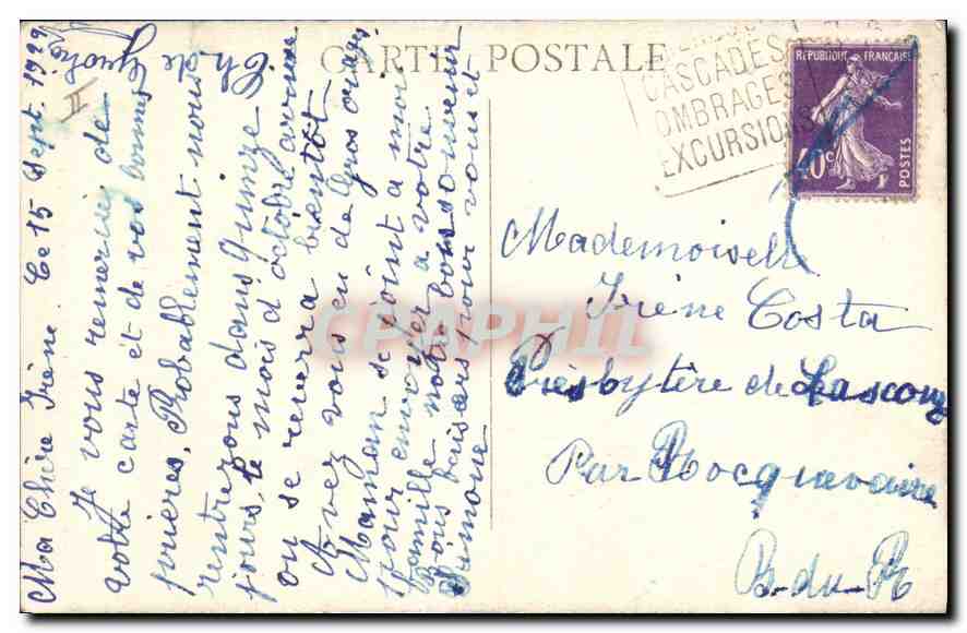 CPA Gemenos Vallee de Saint Pons Cascade de Blanche de Simiances  — Rückseite