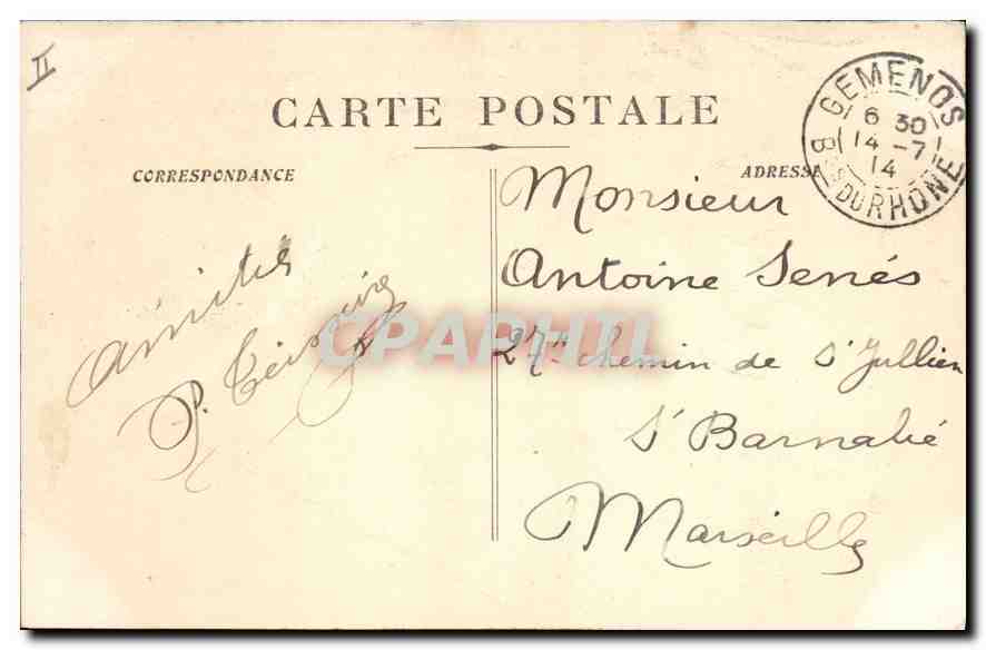 CPA Gemenos Vallee de St Pons Les petites Cascades  — Verso
