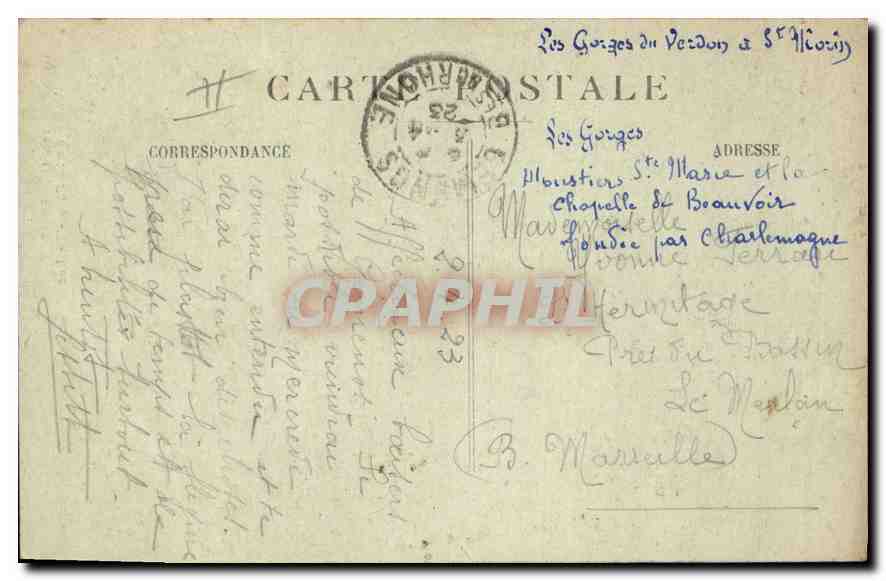 CPA Gemenos Vallee de St Pons Le Lac  — Verso