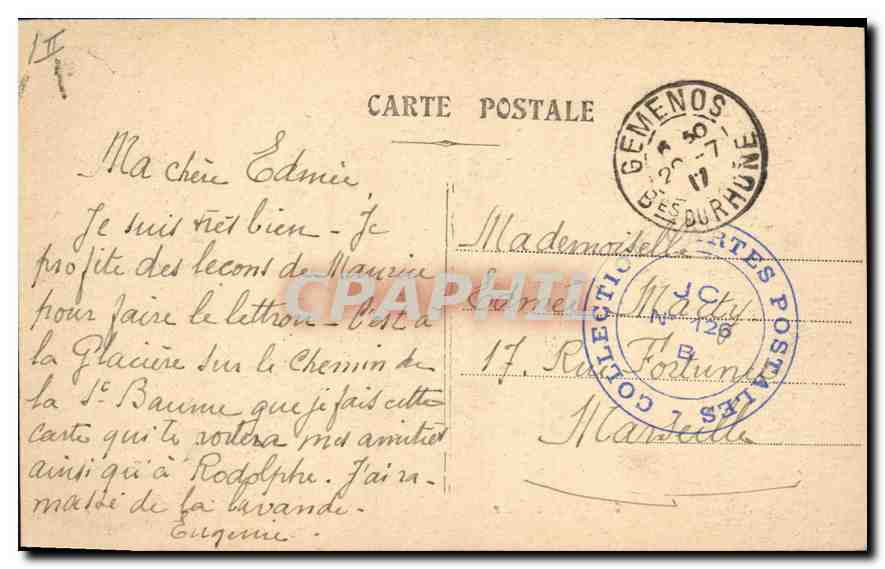 CPA Gemenos La Source  — Verso