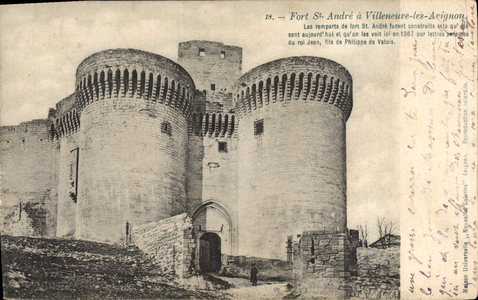 Cartolina d'epoca Forte di San Andrea a Villeneuve les Avignon I bastioni del forte di San Andrea