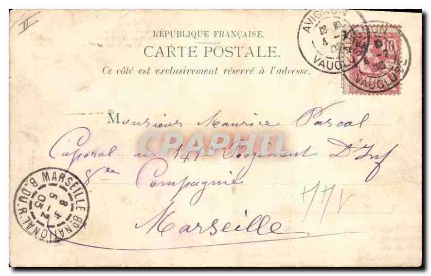 Cartolina d'epoca Forte di San Andrea a Villeneuve les Avignon I bastioni del forte di San Andrea — Verso