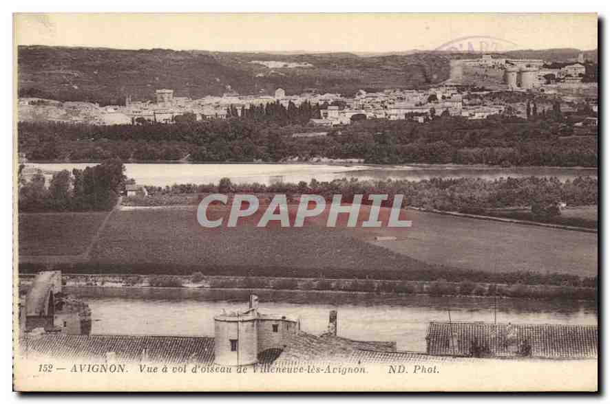 CPA Avignon Vue a vol d'oiseau de Villeneuve les Avignon 