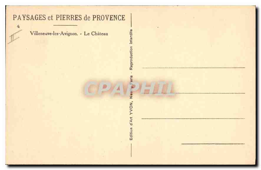CPA Villeneuve les Avignon Le Chateau  — Verso