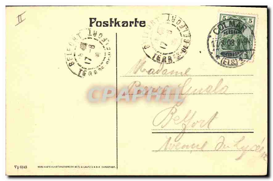 CPA Colmar Das Kalserl Oberlandesgericht  — Rückseite