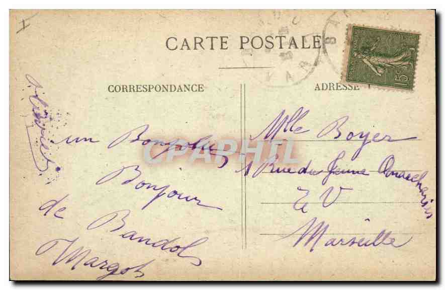 BANDOL — Étude — Édition Gos — Verso