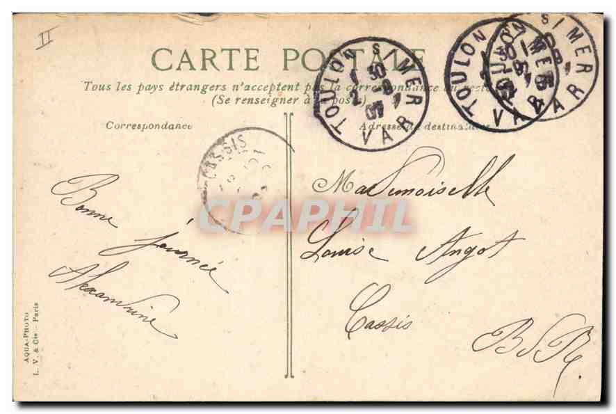 Tamaris. Entrée du Château Michel Pacha — éditeur L.V. & C. — Rückseite
